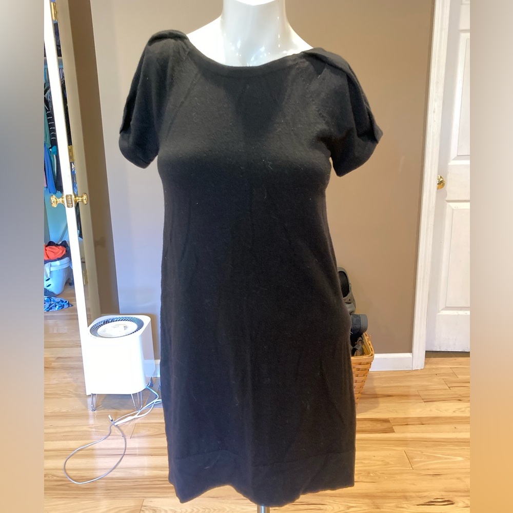 Theory black merino wool dress size small
